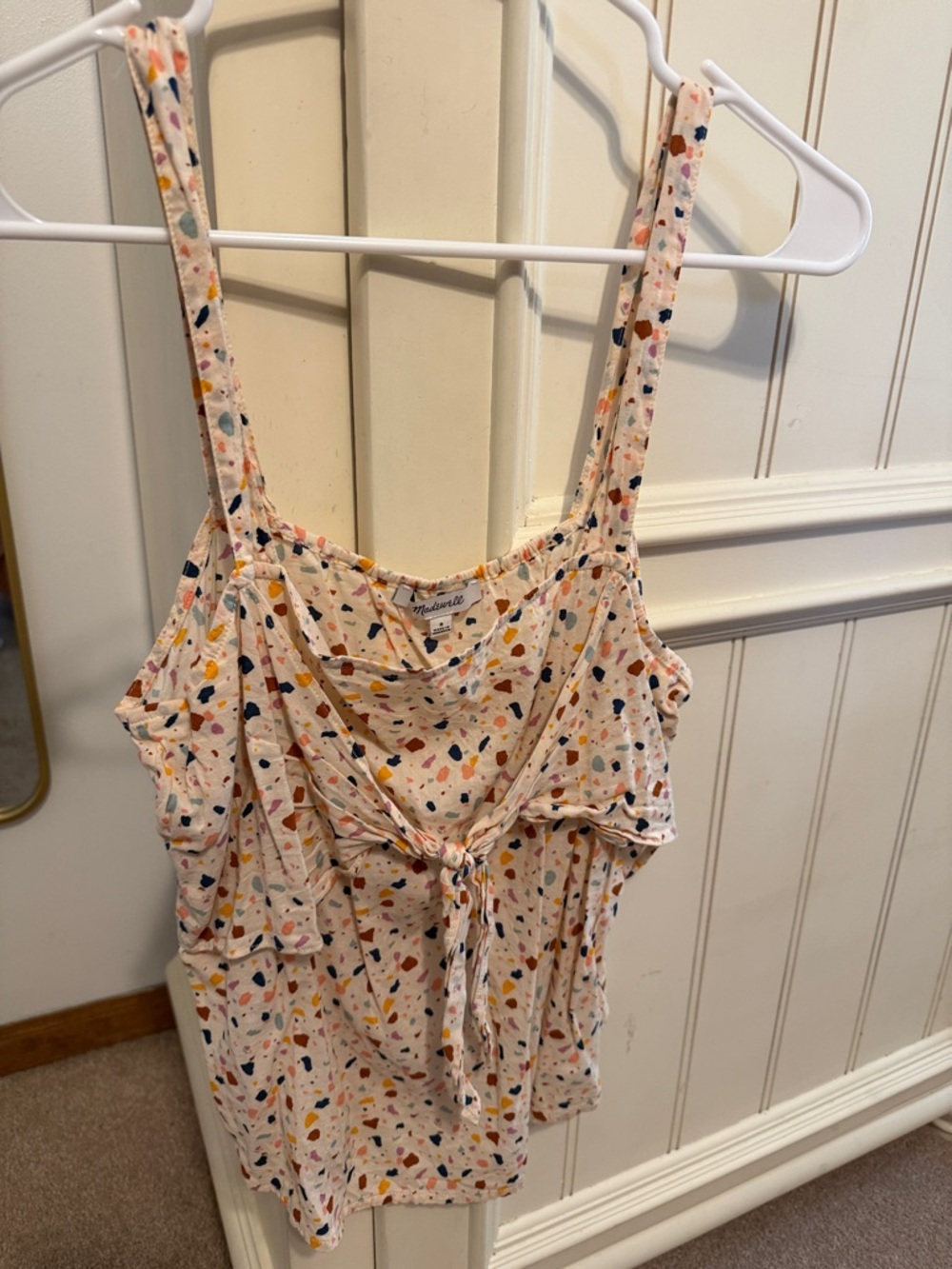 Madewell Cream Tank Top with Multicolor Confetti Print